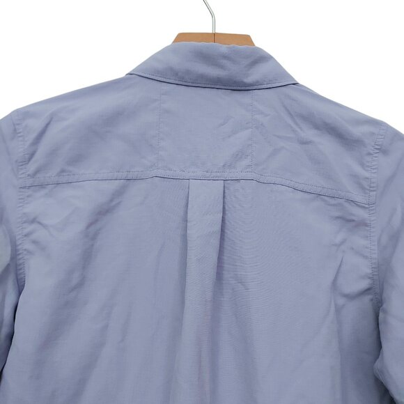 Rei-coop Ripstop Shirt Kids 14-16 Blue Roll Tab Sleeve Snaps Outdoor Hiking - Picture 8 of 12